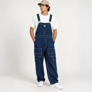 Liberty Denim Bib Overalls Mens 48x30 Blue Carpenter Workwear 100% Cotton